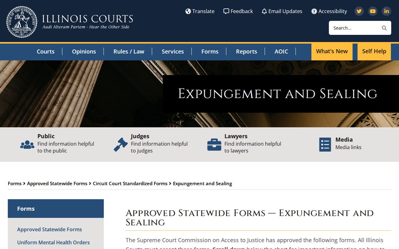 Ford County criminal court cases sealing forms