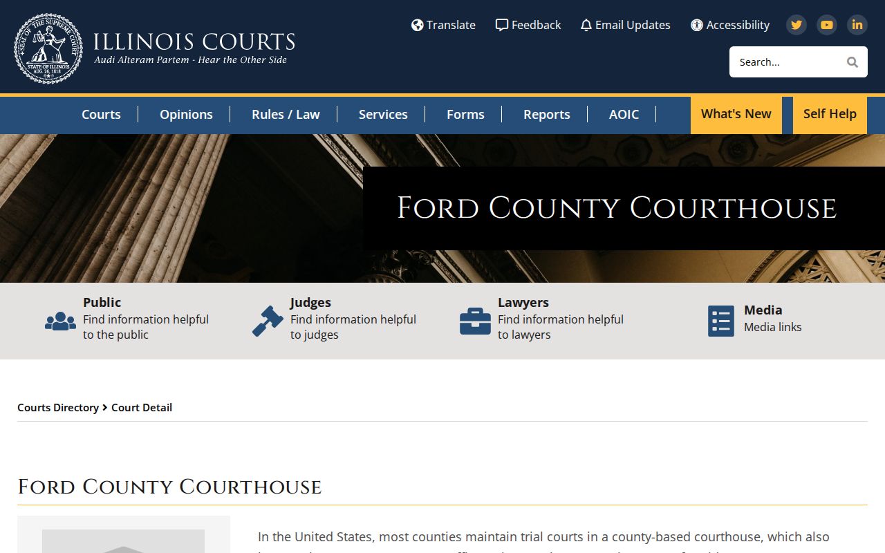 Ford County criminal records courthouse directory and visitor services